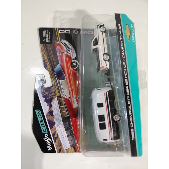 NIP Maisto Tow & Go 1:64 Die Cast 1993 Chevrolet 454 SS Pickup & Camper Trailer - Picture 2 of 5